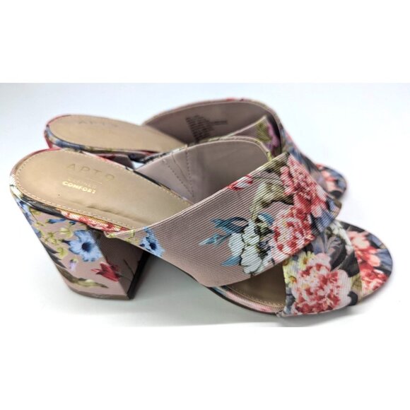 Apt 9 Define Comfort Motivated Floral Block Heal Open Sandal Sz 9 Womens - Picture 2 of 5